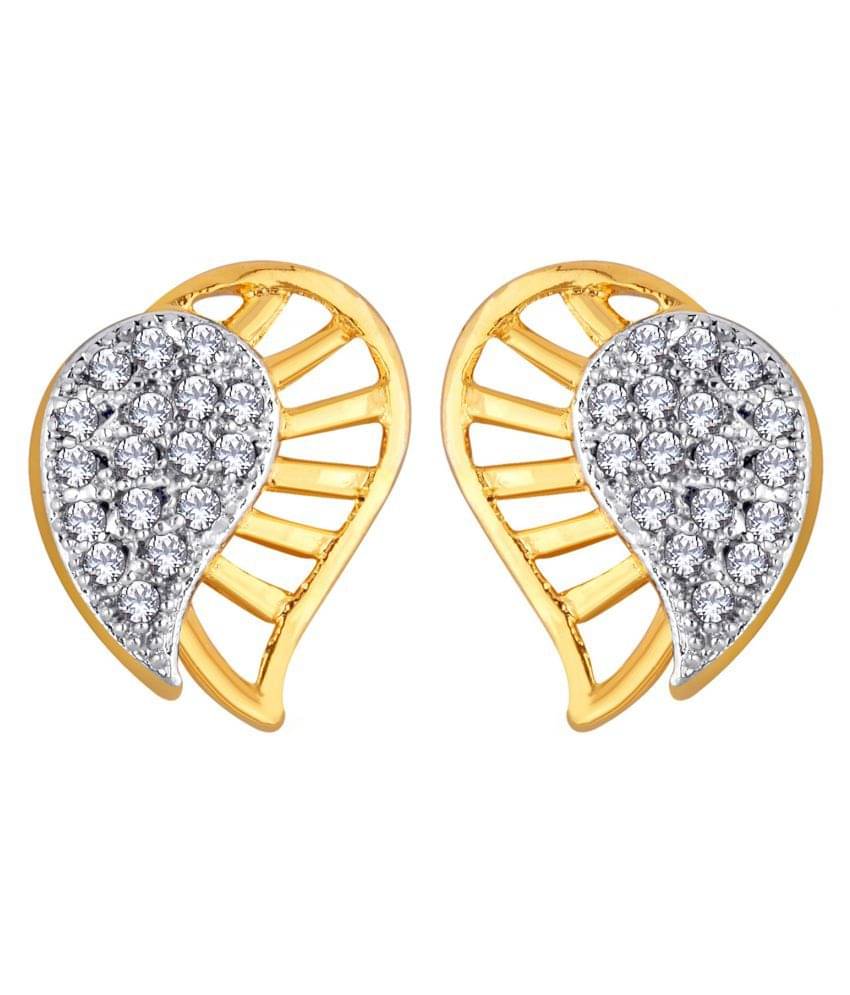     			Spargz Designer Brass Two Tone Plated CZ Stone Tops Earring For Women FER_031