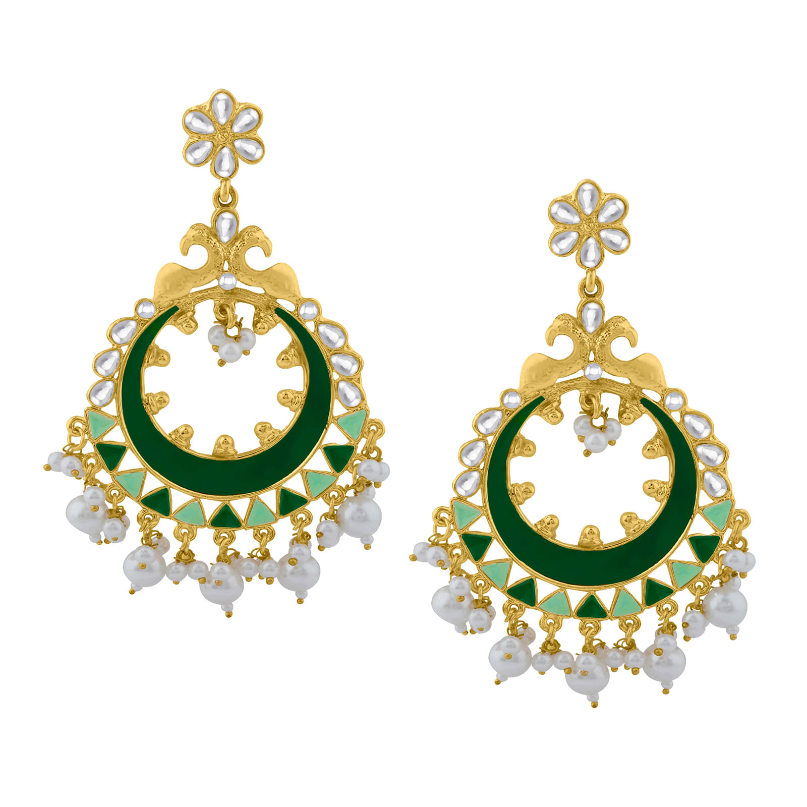     			Spargz Meenakari Alloy Gold Plated Kundan & Pearl Chandbali Earring For Women TER_271