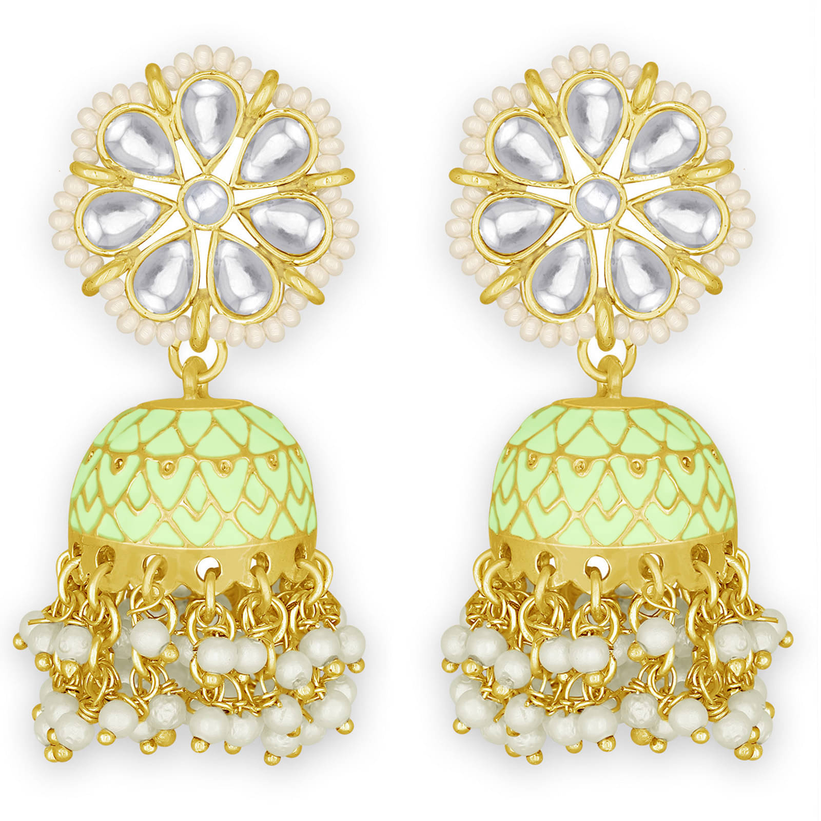     			Spargz Meenakari Festive Wear Gold Plated Kundan Jhumki Earring For Women TER_208