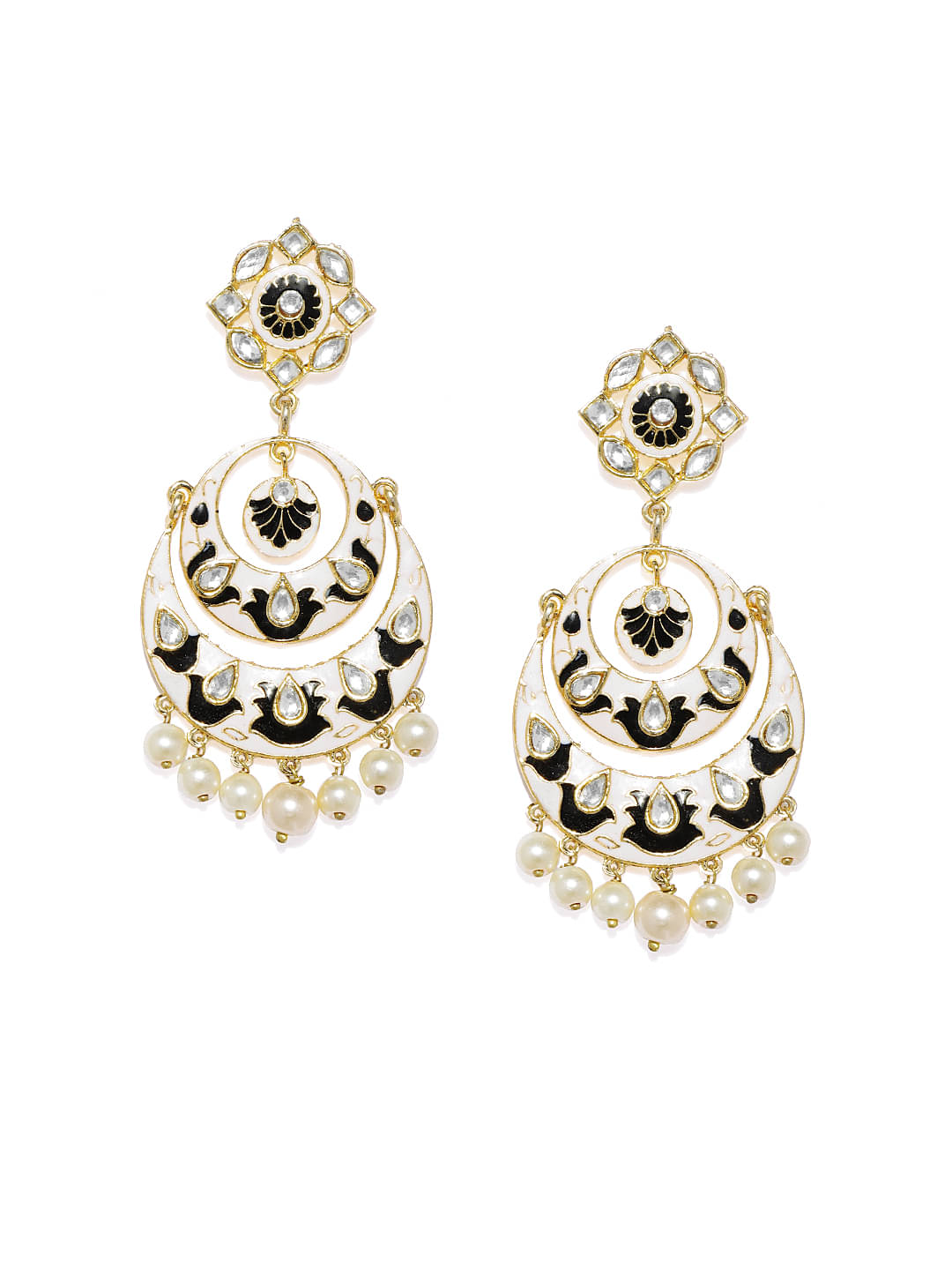     			Spargz Multicolor Meenakari Festive Wear Gold Plated Kundan & Pearl Chand Bali Earring For Women TER_081