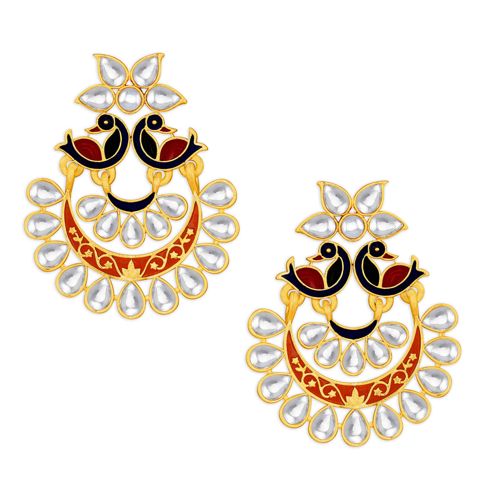     			Spargz Peacock Festive Wear Gold Plated Kundan Hanging Earring For Women TER_190
