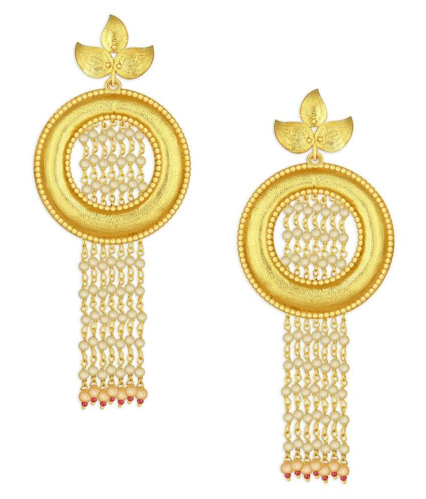     			Spargz Round Rain Drop Party Wear Gold Plated Bead Hanging Earring For Women TER_184