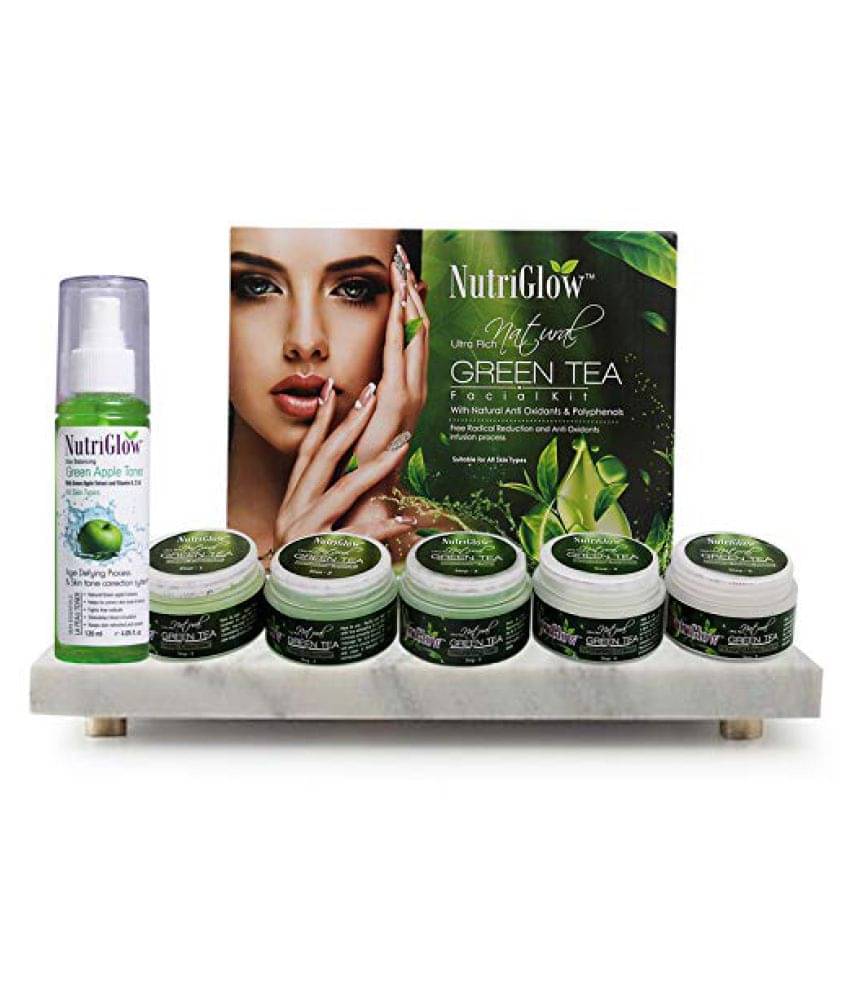     			Nutriglow Green Tea Facial Kit (250gm) and Green Apple Toner (120ml) Facial Kit g Pack of 2