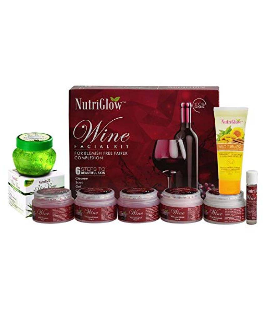     			Nutriglow Wine Facial Kit (260gm)+ Aloe Vera Gel (100gm) & Face Wash (65ml) Facial Kit g Pack of 3