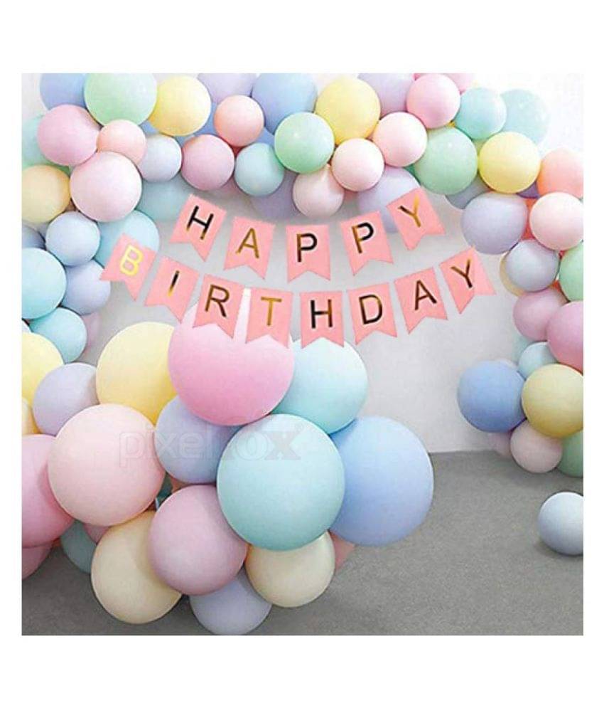 Pixelfox Happy Birthday Banner (Pink) + Multi Candy Balloons (Pack of 50) Pixelfox Happy Birthday Banner (Pink) + Multi Candy Balloons (Pack of 50)