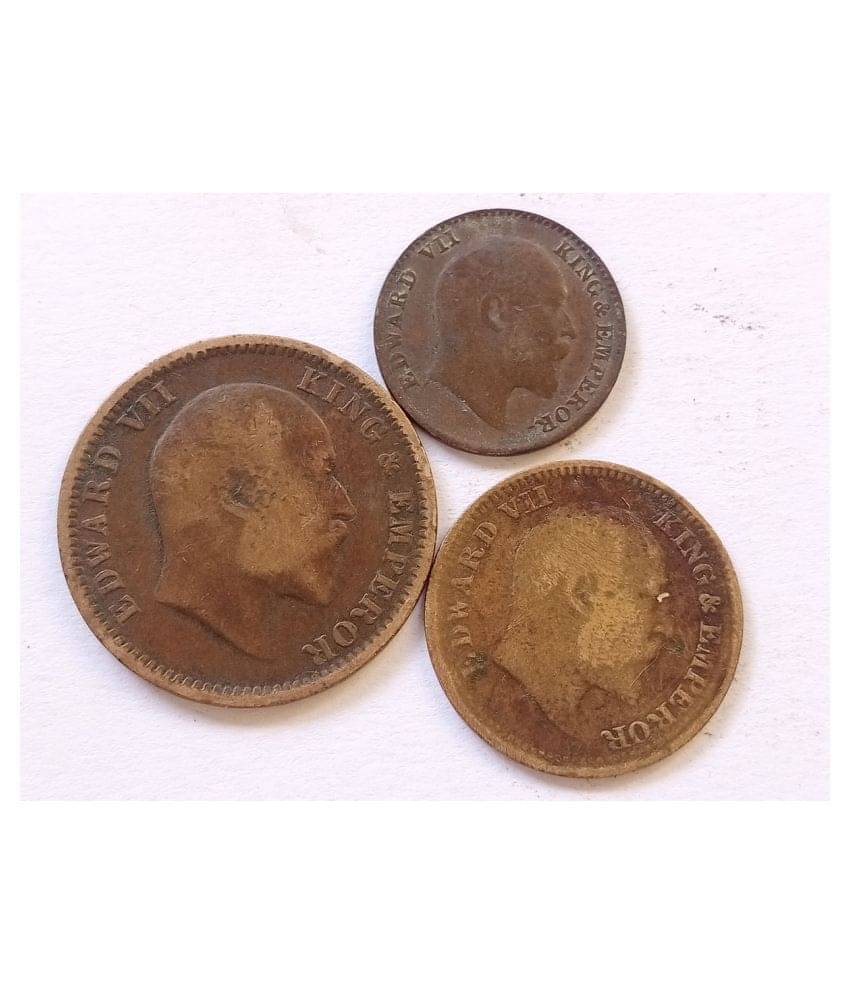 MANMAI - 3 X DIFFERNT SET - KING EDWARD ( KE VII ) - 1/4 , 1/12 ANNA & 1/2 PICE - RANDOM YEAR 3 Numismatic Coins MANMAI - 3 X DIFFERNT SET - KING EDWARD ( KE VII ) - 1/4 , 1/12 ANNA & 1/2 PICE - RANDOM YEAR 3 Numismatic Coins