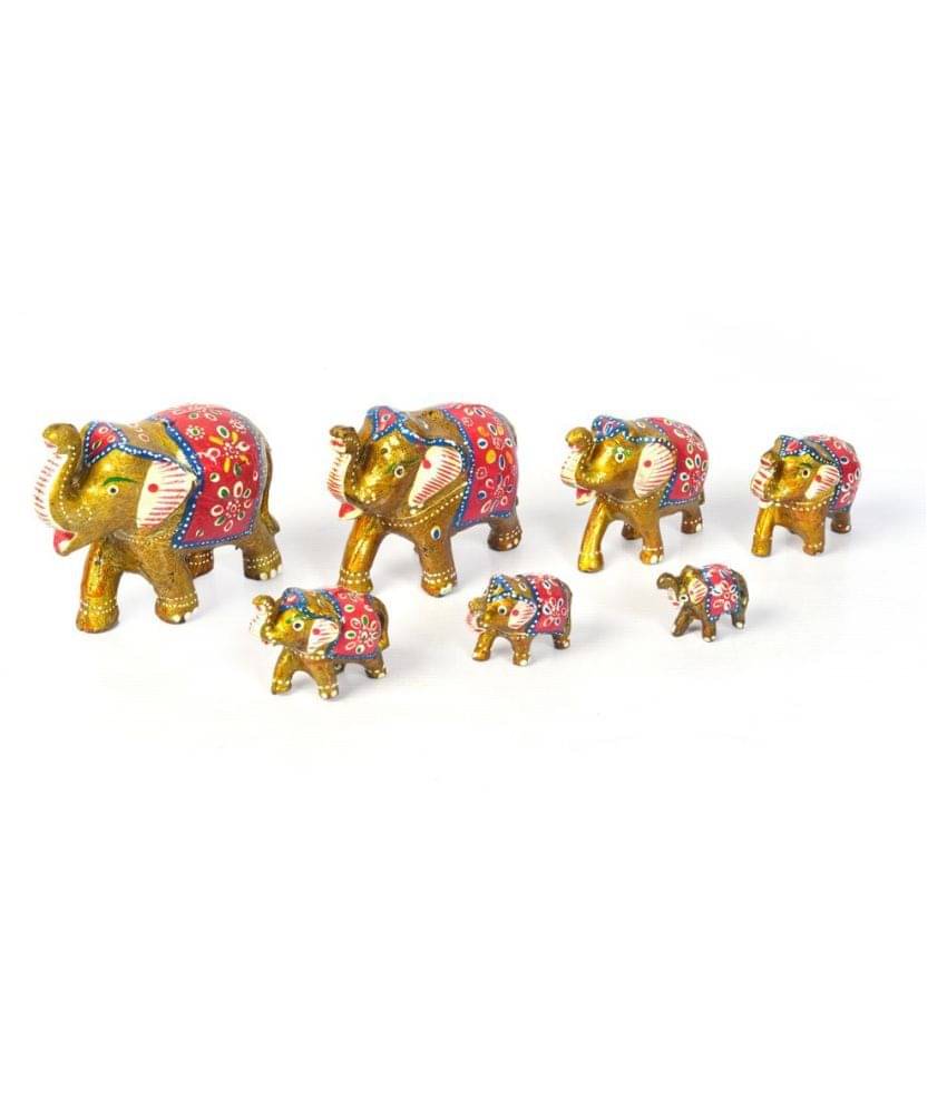     			Nishtha Creations Multicolour Paper Mache Decorative Elephant - Pack of 1