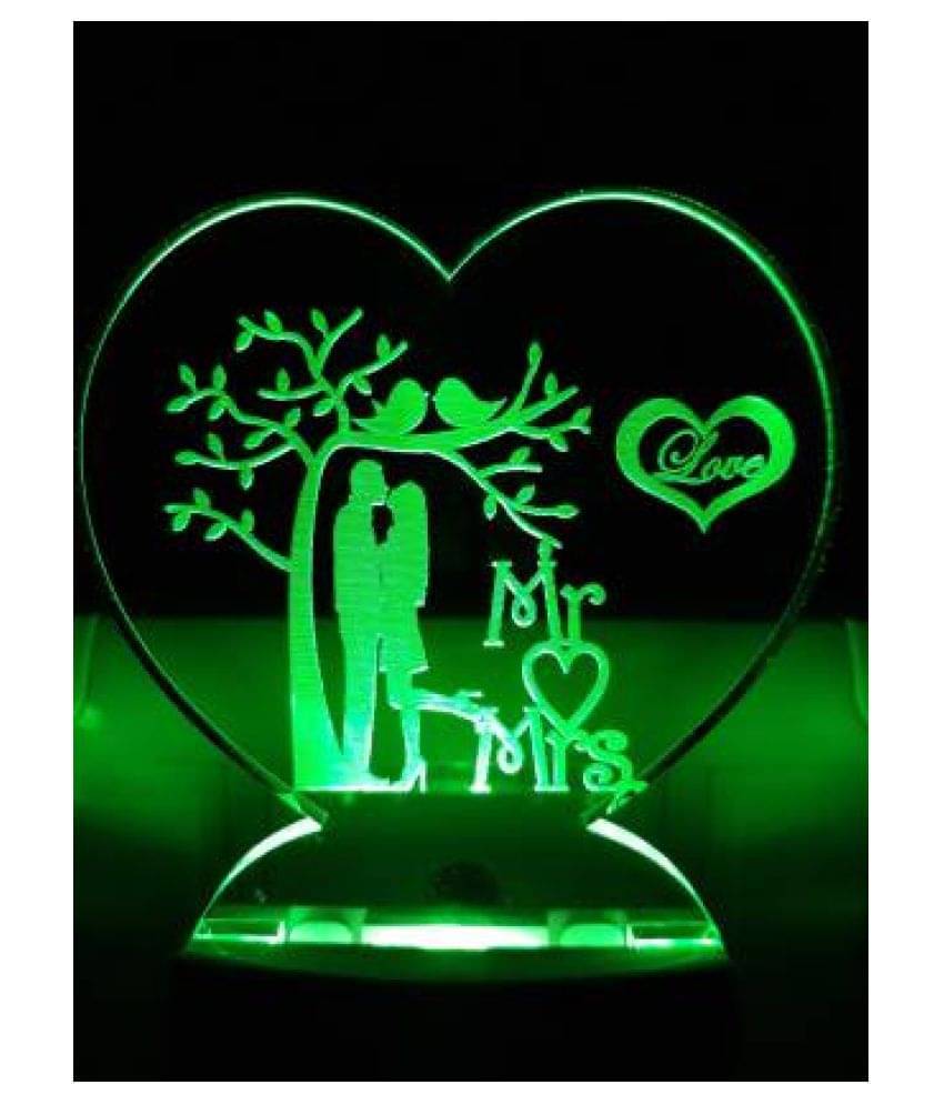 Jai Ho Mr and Mrs 3D Illusion LED Acrylic Night Lamp with Plug for Kids Night Lamp Multi - Pack of 1 Jai Ho Mr and Mrs 3D Illusion LED Acrylic Night Lamp with Plug for Kids Night Lamp Multi - Pack of 1