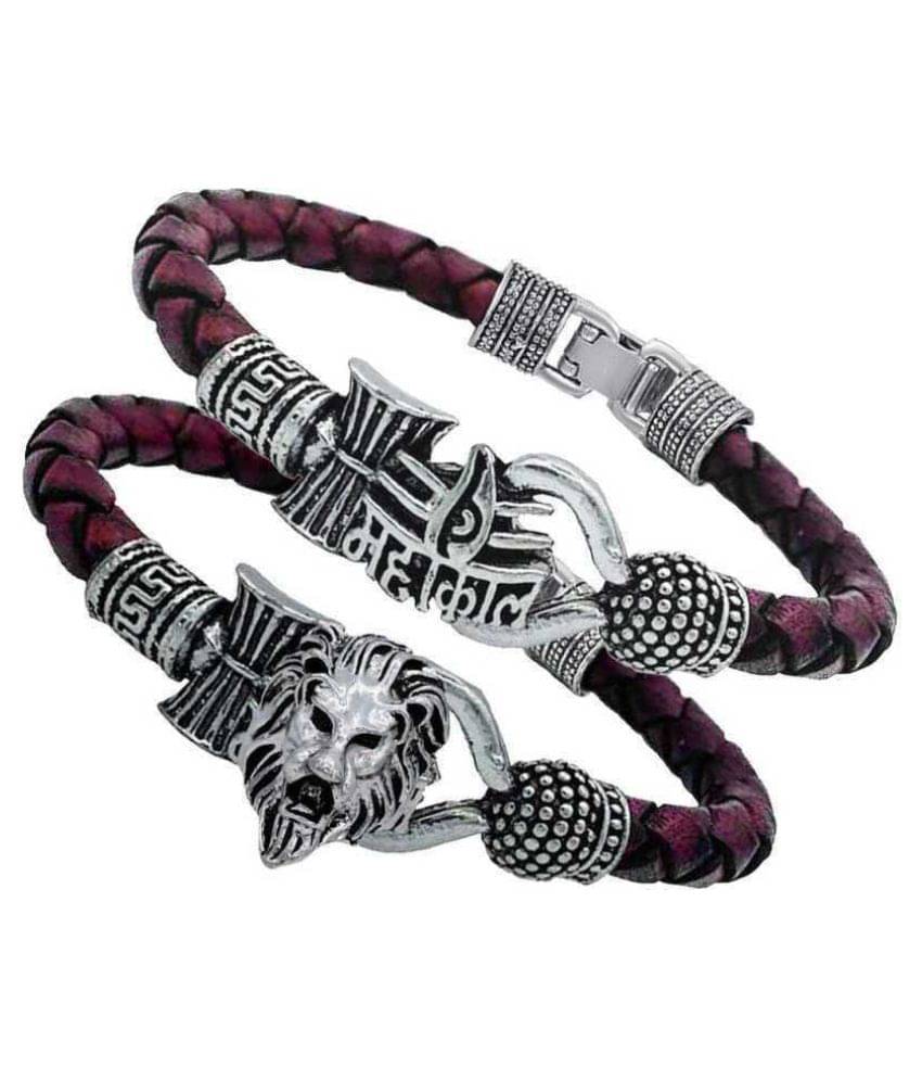     			Rudra Leather, Brass Silver-plated Bracelet (Pack of 2)