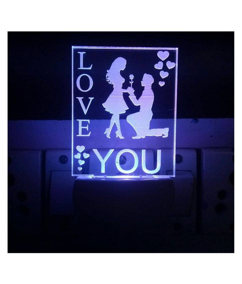     			UKANI 3D Illusion Couple Night Lamp for Gift with 7 Color Changing LOVE YOU Night Lamp Multi - Pack of 1