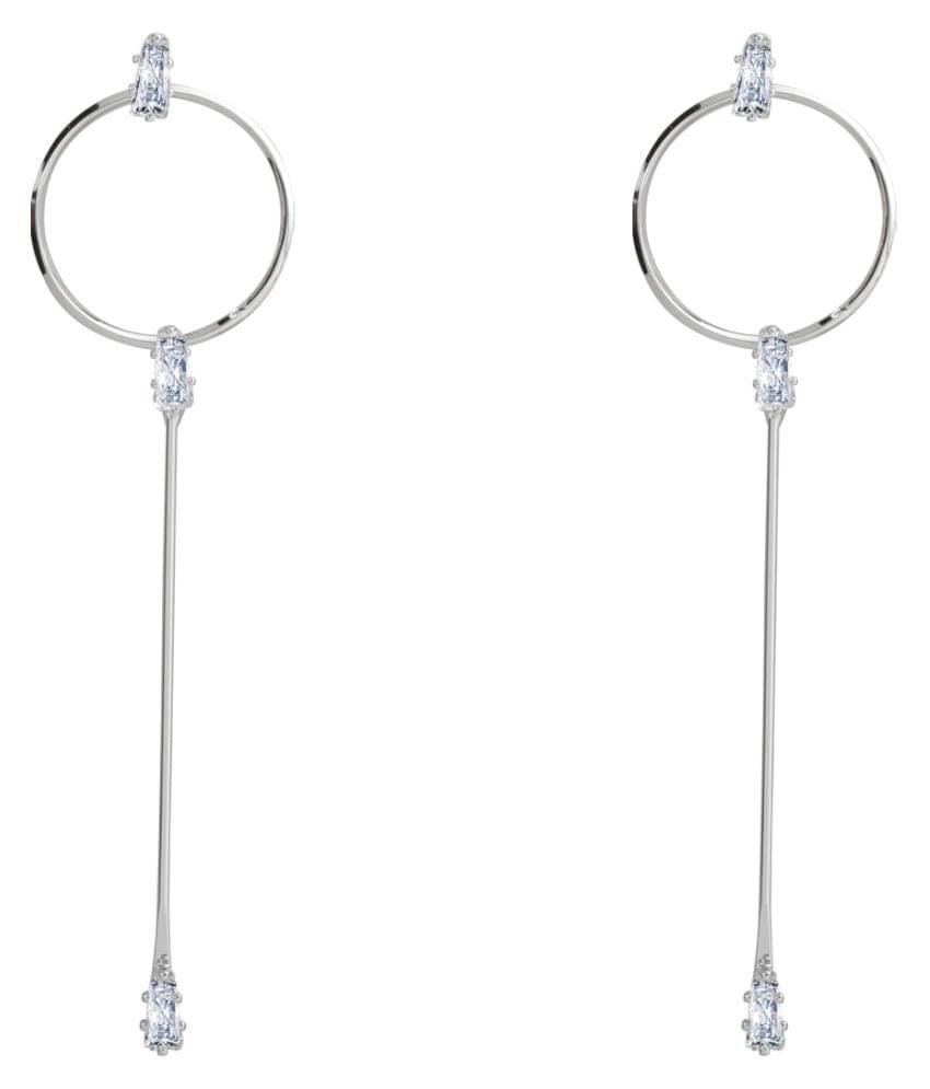 SILVER SHINE Alluring Silver With Diamond Hanging Drop Earring For Girls And Women SILVER SHINE Alluring Silver With Diamond Hanging Drop Earring For Girls And Women