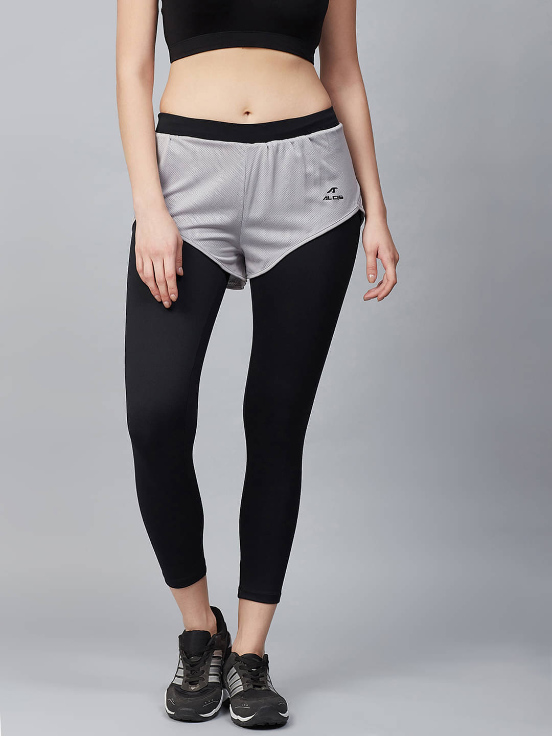     			Alcis Black Polyester Solid Tights