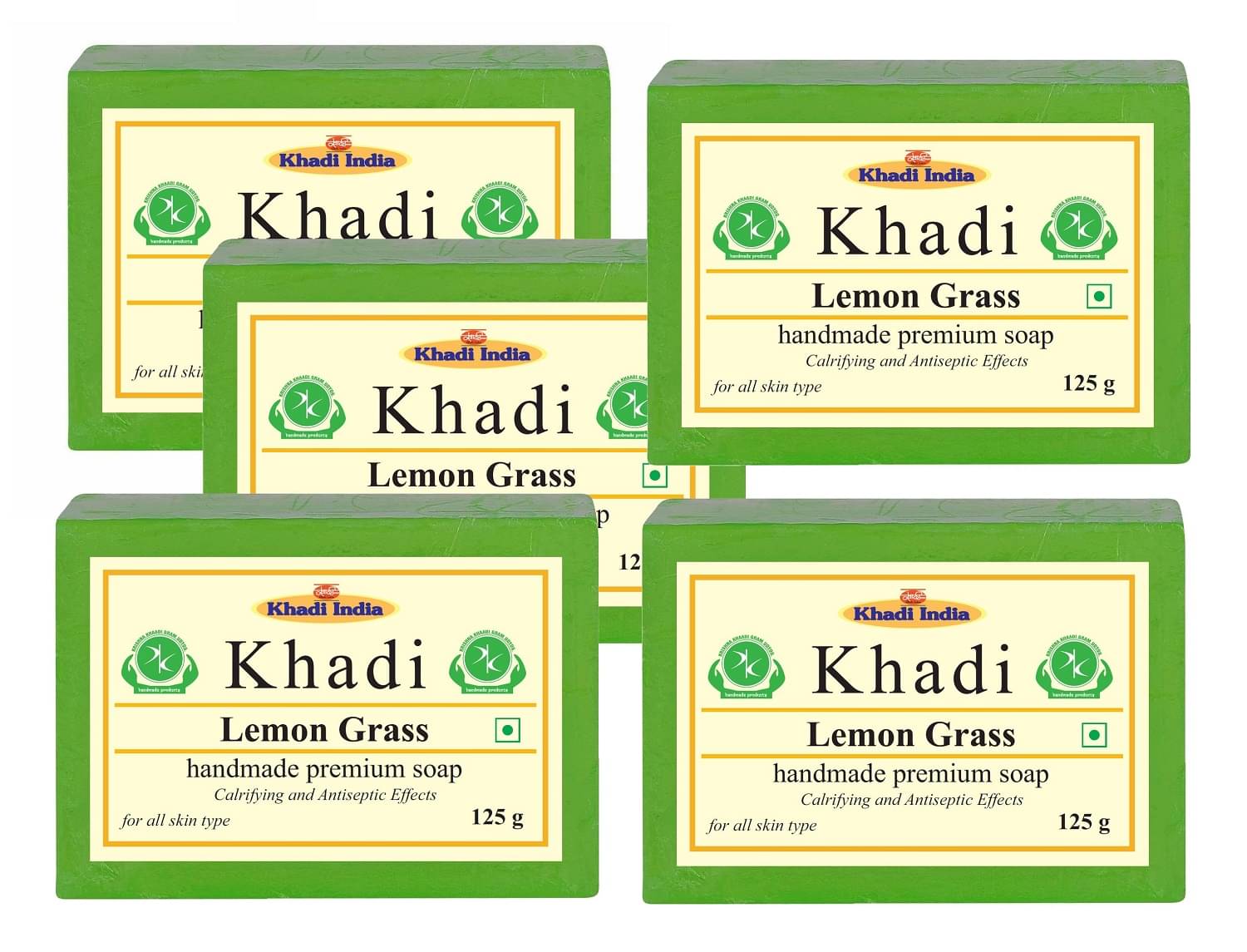     			Premium Khadi Lemon Graass Soap 625 g Pack of 5