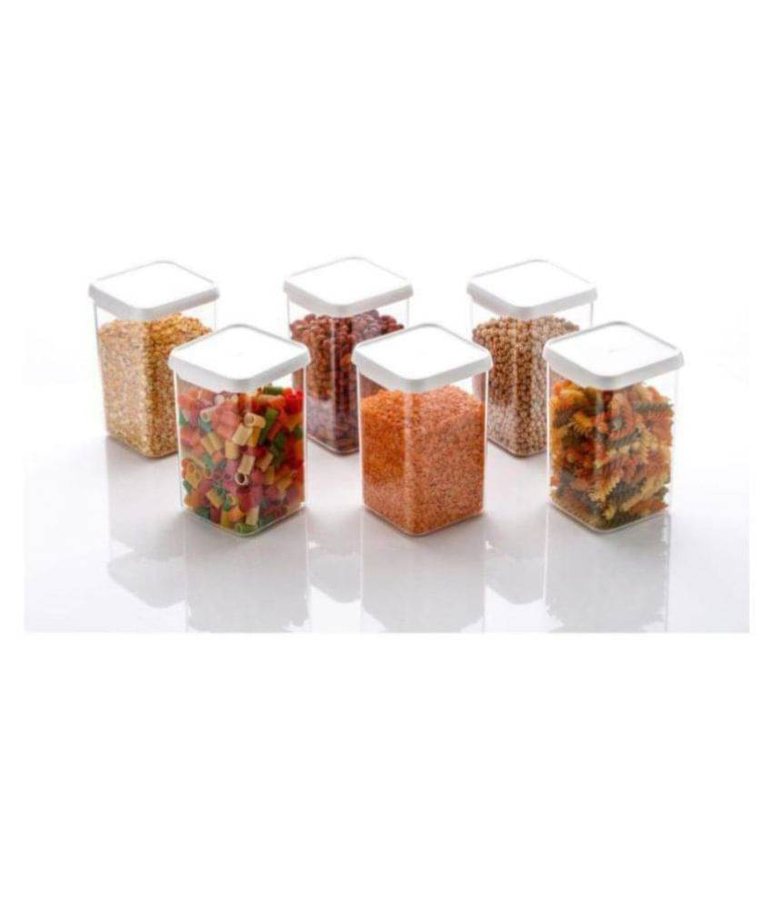     			Analog Kitchenware Dal/Pulse/Grocery Polyproplene White Spice Container ( Set of 6 )