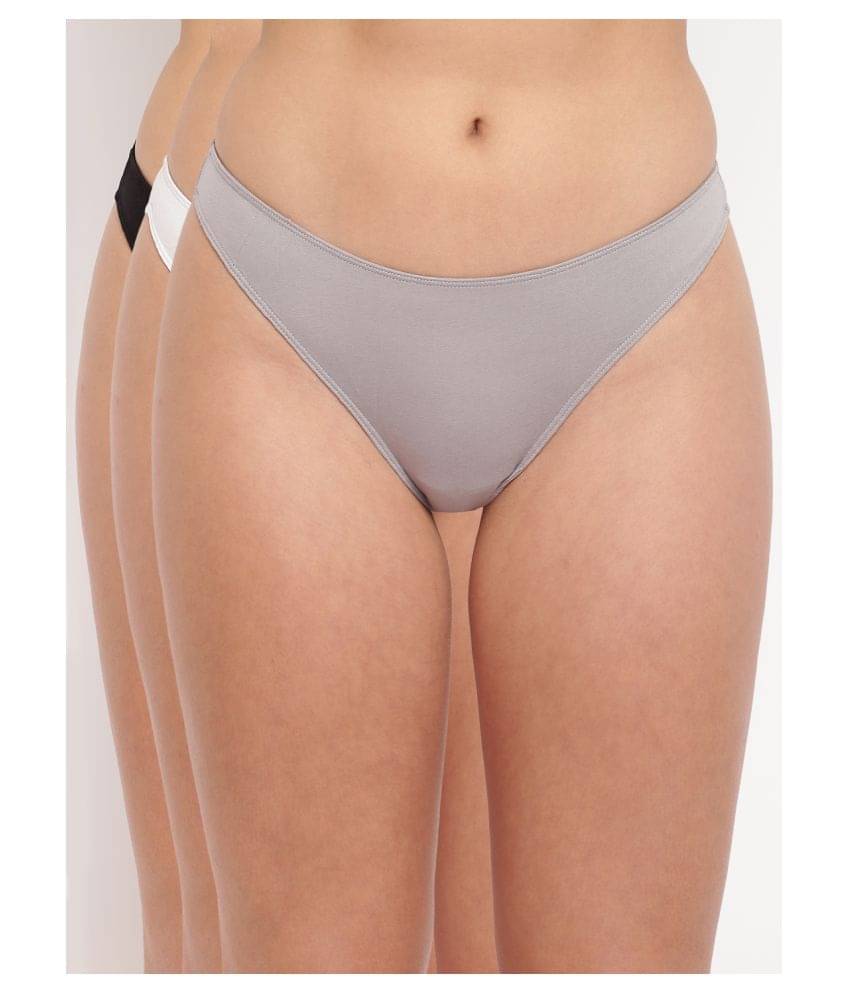 BASIICS By La Intimo Pack of 3 Cotton Lycra Women's Thongs ( Multi Color ) BASIICS By La Intimo Pack of 3 Cotton Lycra Women's Thongs ( Multi Color )