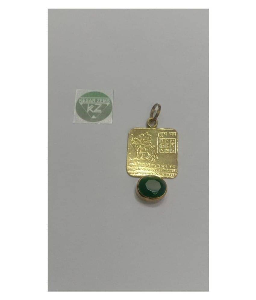 KEASR ZEMS Shri Yantra Pendant-Budh with Green Color Stone For Unisex (3.5x2.5x0.5 CM)Golden KEASR ZEMS Shri Yantra Pendant-Budh with Green Color Stone For Unisex (3.5x2.5x0.5 CM)Golden