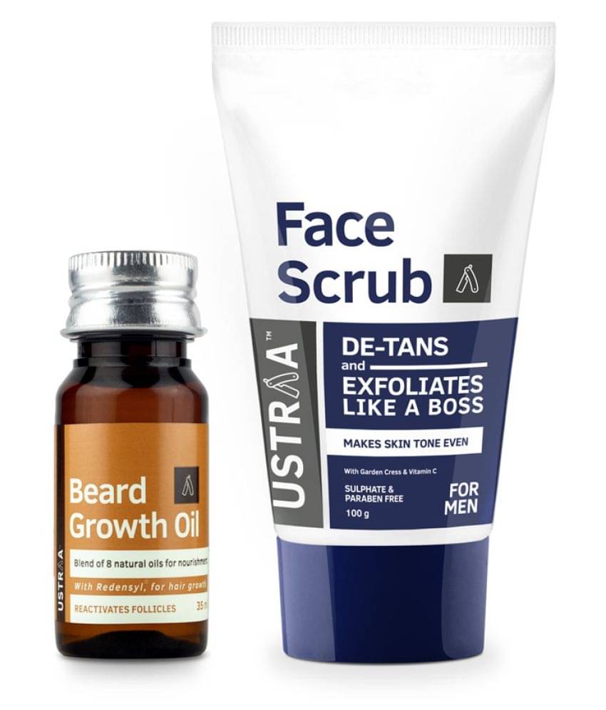     			Ustraa Beard Growth Oil -35 ml & Face Scrub -De Tan -100 g