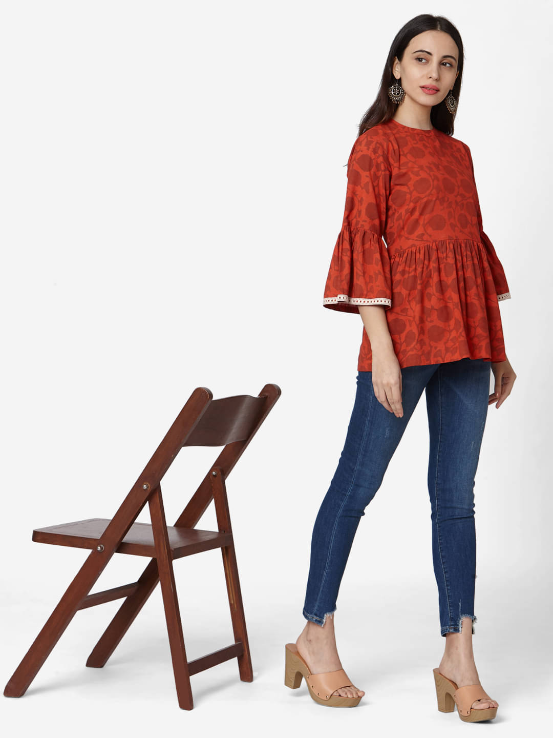     			Aarrah Women's Cotton Tunic ( Rust )
