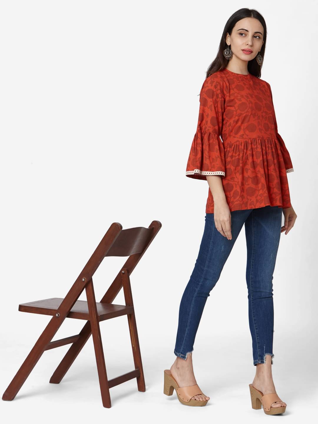 Aarrah Women's Cotton Tunic ( Rust ) Aarrah Women's Cotton Tunic ( Rust )