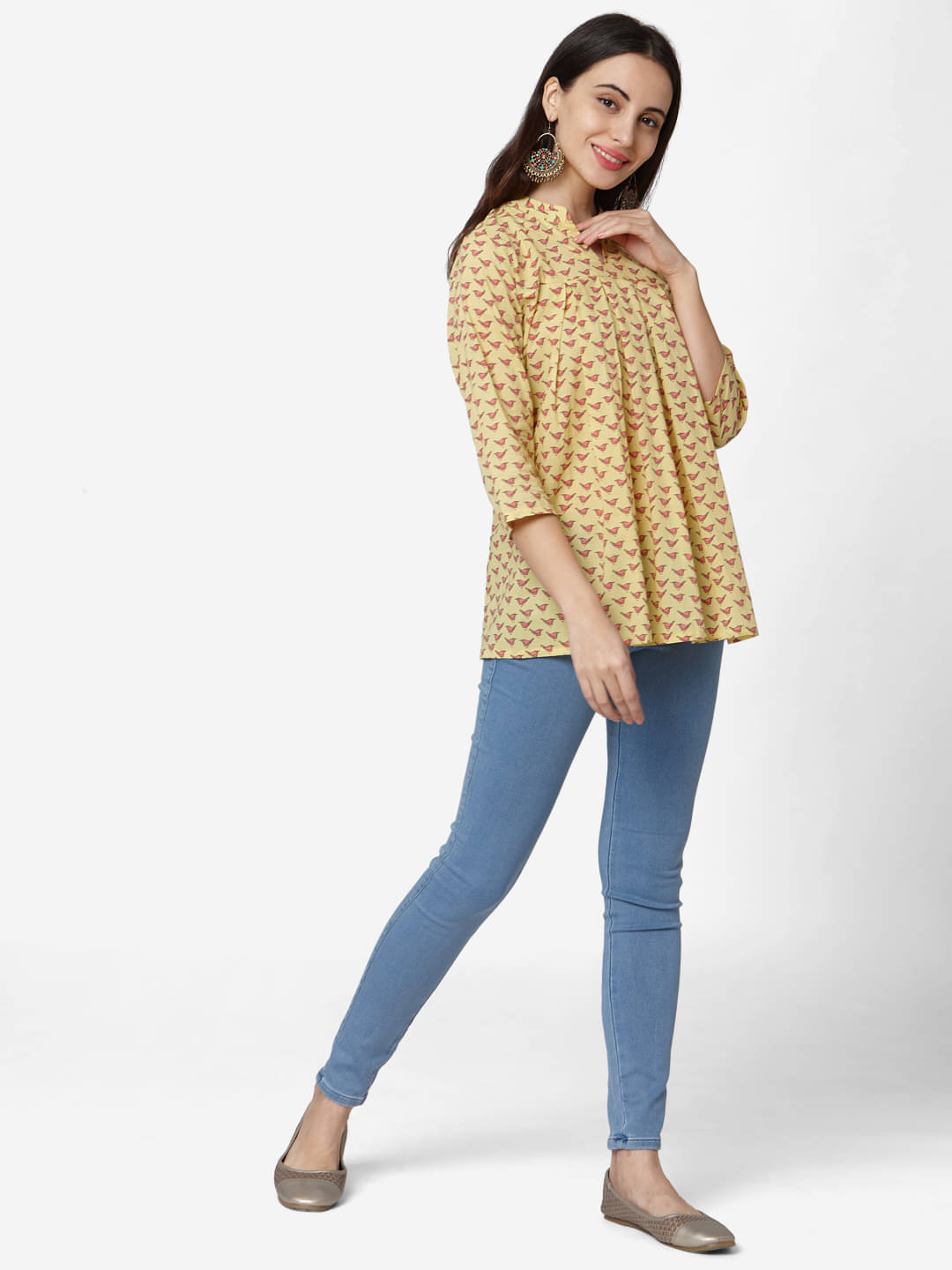     			Aarrah Women's Cotton Tunic ( Yellow )