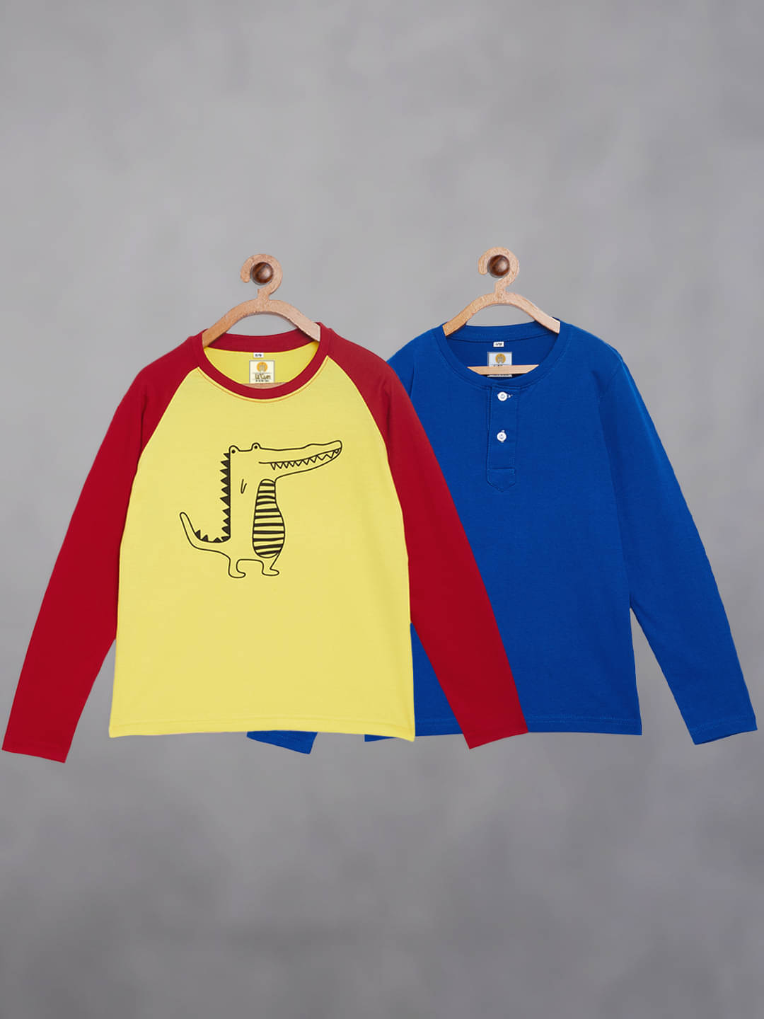 Lil'Clan by The Dry State Pack of 2 Boys Cotton T-Shirt ( Multi Color )     			Lil'Clan by The Dry State Pack of 2 Boys Cotton T-Shirt ( Multi Color )