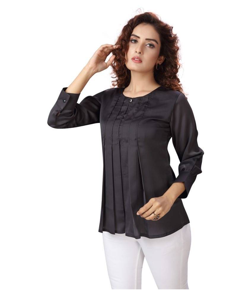 Madhuram Textiles Women's Silk Regular Top ( Black ) Madhuram Textiles Women's Silk Regular Top ( Black )