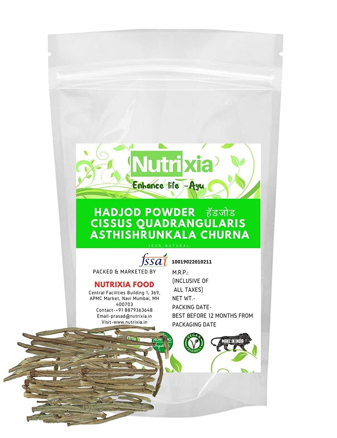 Nutrixia Food Hadjod Powder/Hadjora Vajravalli Powder 950 Gm Pack of 1 Nutrixia Food Hadjod Powder/Hadjora Vajravalli Powder 950 Gm Pack of 1