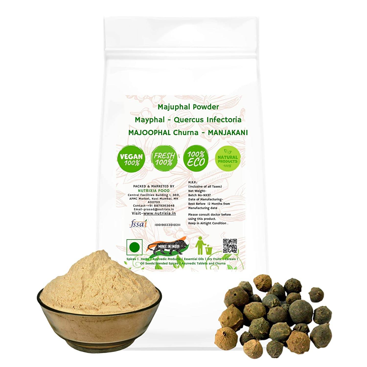     			Nutrixia Food Majuphal Powder Mayphal - Manjakani Powder 500 Gm Pack of 1
