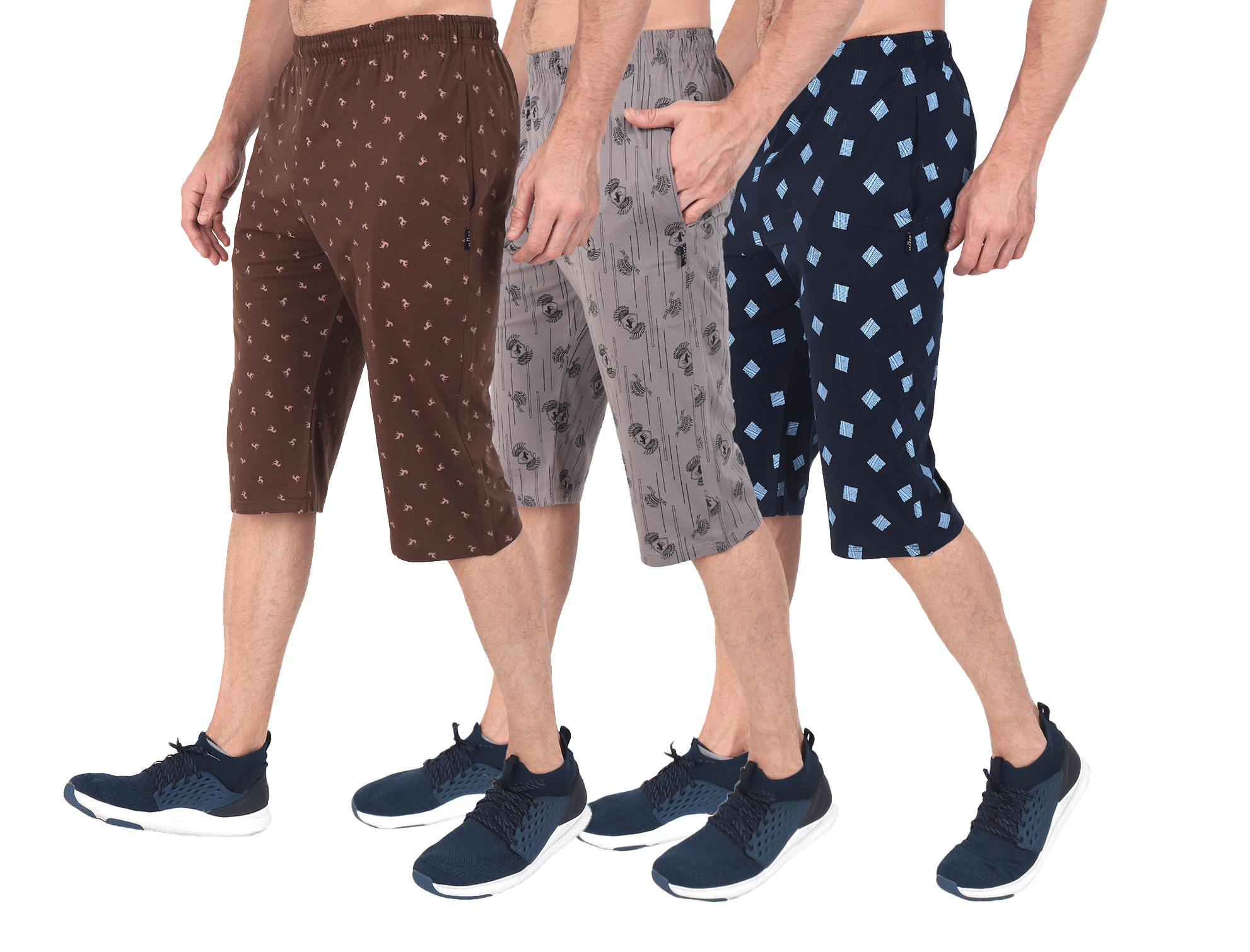 Zeffit Multi 3/4ths Pack Of 3 Coffee, Navy,Cement Grey Zeffit Multi 3/4ths Pack Of 3 Coffee, Navy,Cement Grey