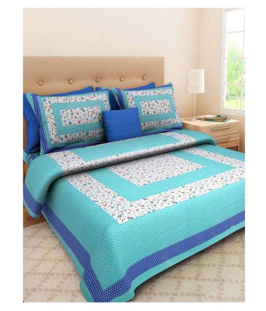 Uniqchoice Cotton Double Bedsheet ( Turquoise ) Uniqchoice Cotton Double Bedsheet ( Turquoise )