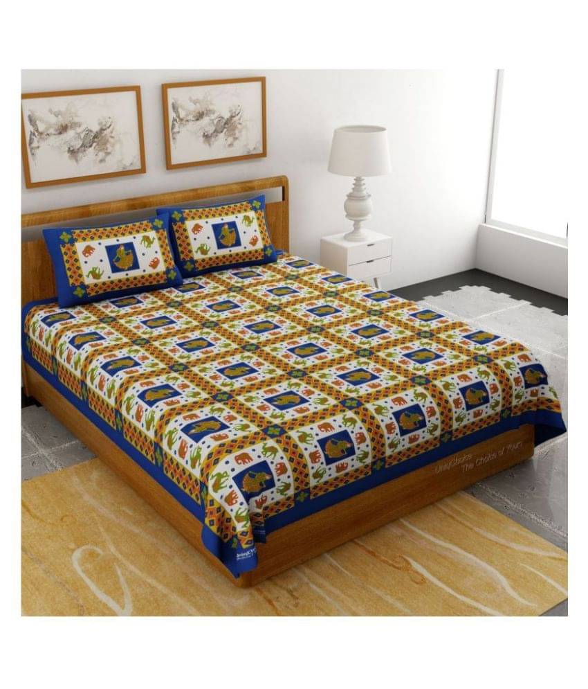     			Uniqchoice Cotton Double Bedsheet ( Blue )