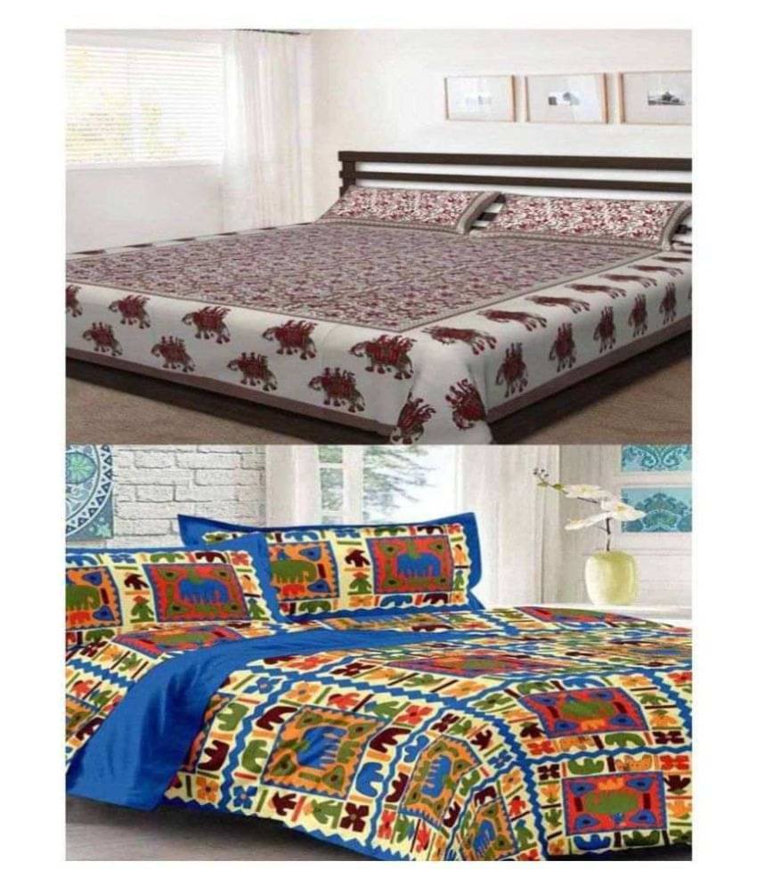 Uniqchoice Cotton Double Bedsheet with 2 Pillow Covers ( 240 cm x 215 cm ) Uniqchoice Cotton Double Bedsheet with 2 Pillow Covers ( 240 cm x 215 cm )