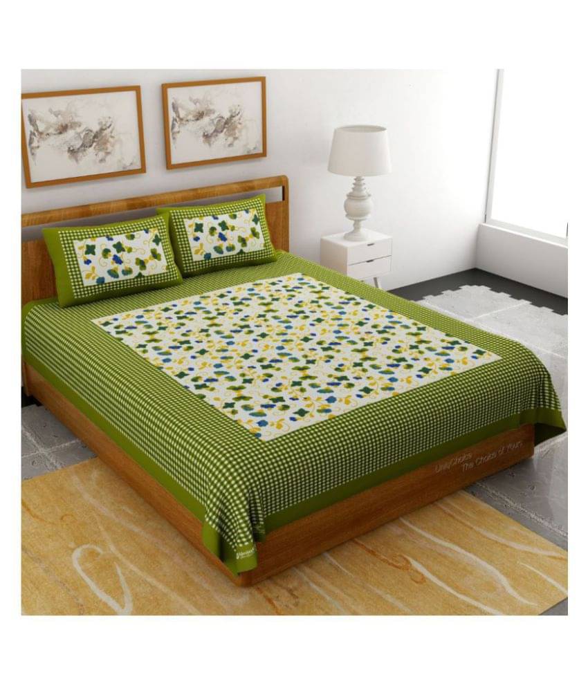     			Uniqchoice Cotton Double Bedsheet ( Green )