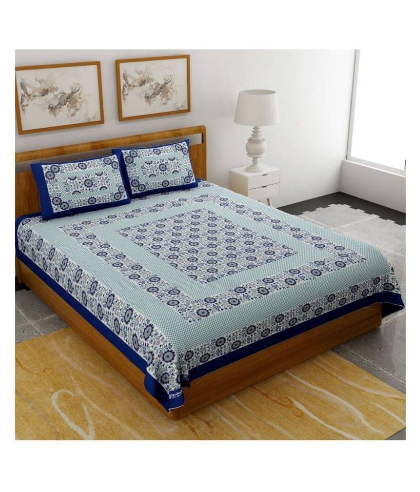     			Uniqchoice Cotton Double Bedsheet ( Blue )