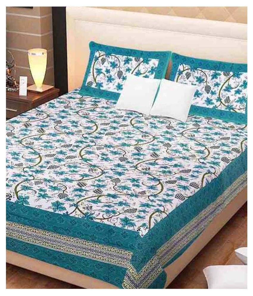     			Uniqchoice Cotton Double Bedsheet ( Turquoise )