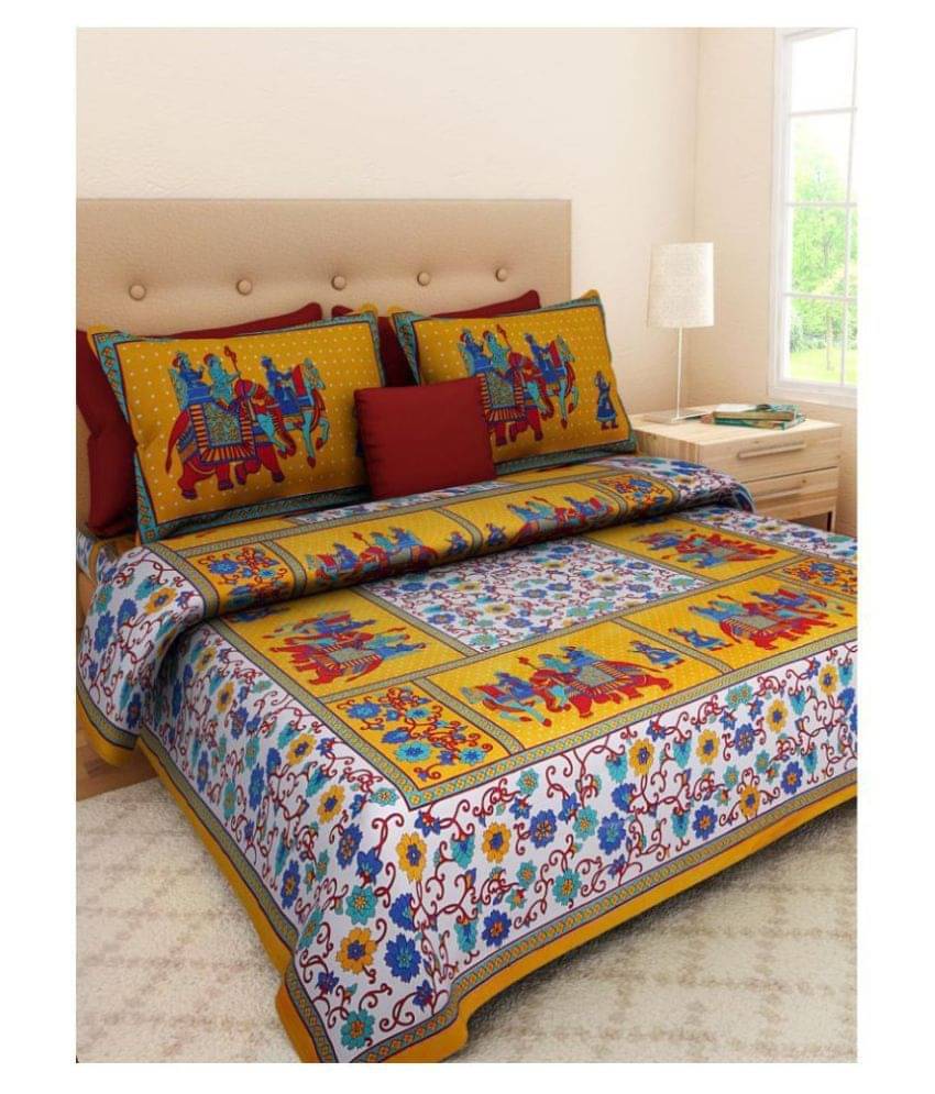     			Uniqchoice Cotton Double Bedsheet ( Yellow )