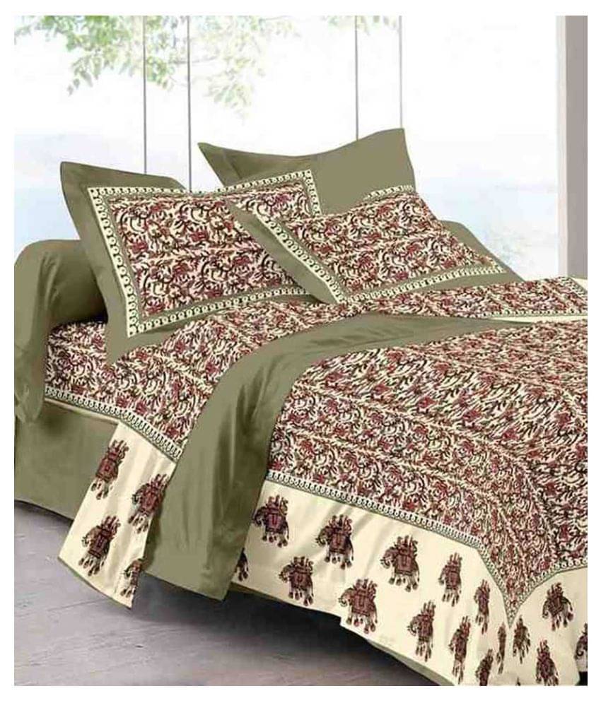     			Uniqchoice Cotton Double Bedsheet with 2 Pillow Covers ( 240 cm x 215 cm )