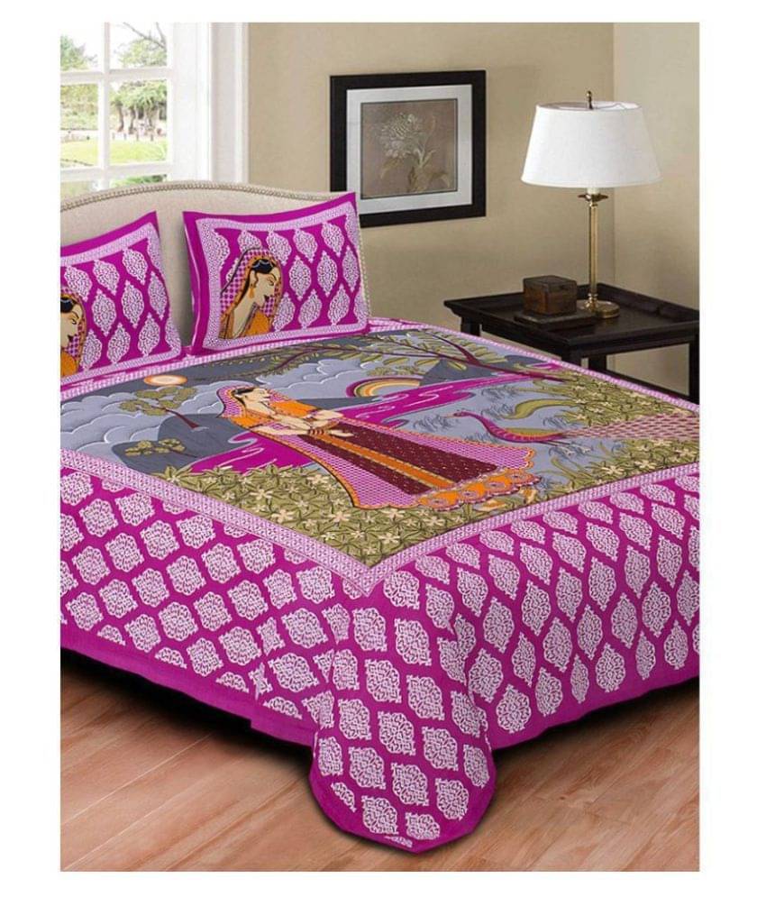     			Uniqchoice Cotton Double Bedsheet ( Pink )