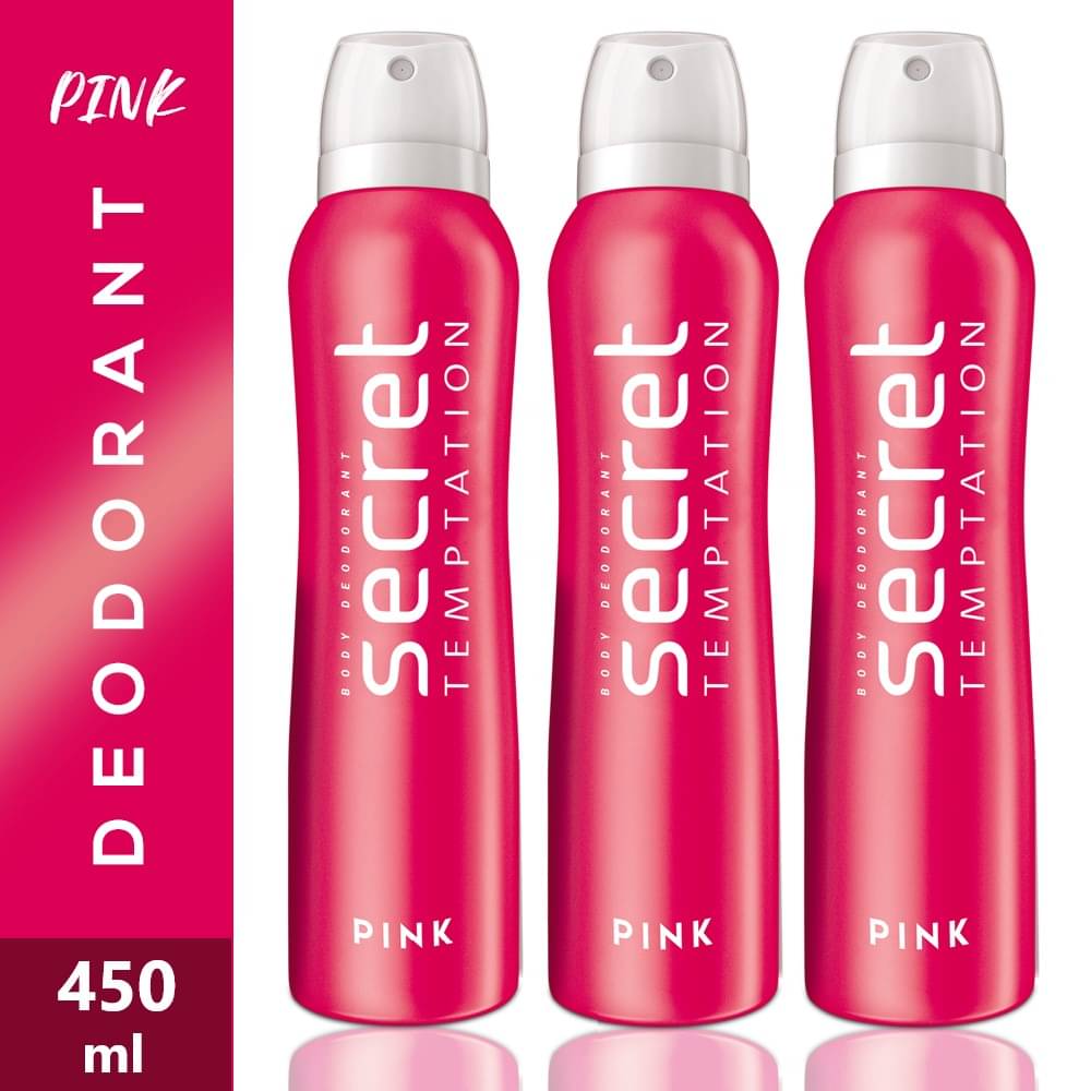     			secret temptation Pink Deodorant Spray - For Women (450 ml, Pack of 3)