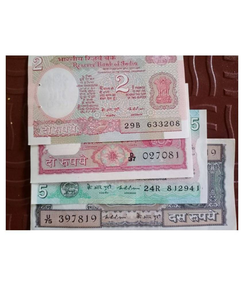     			MANMAI - 4 ALL DIFFERENT set ** K.R. PURI ** 10 , 5 , 2 - UNC & MINT NEW CONDITION 4 Paper currency & Bank notes
