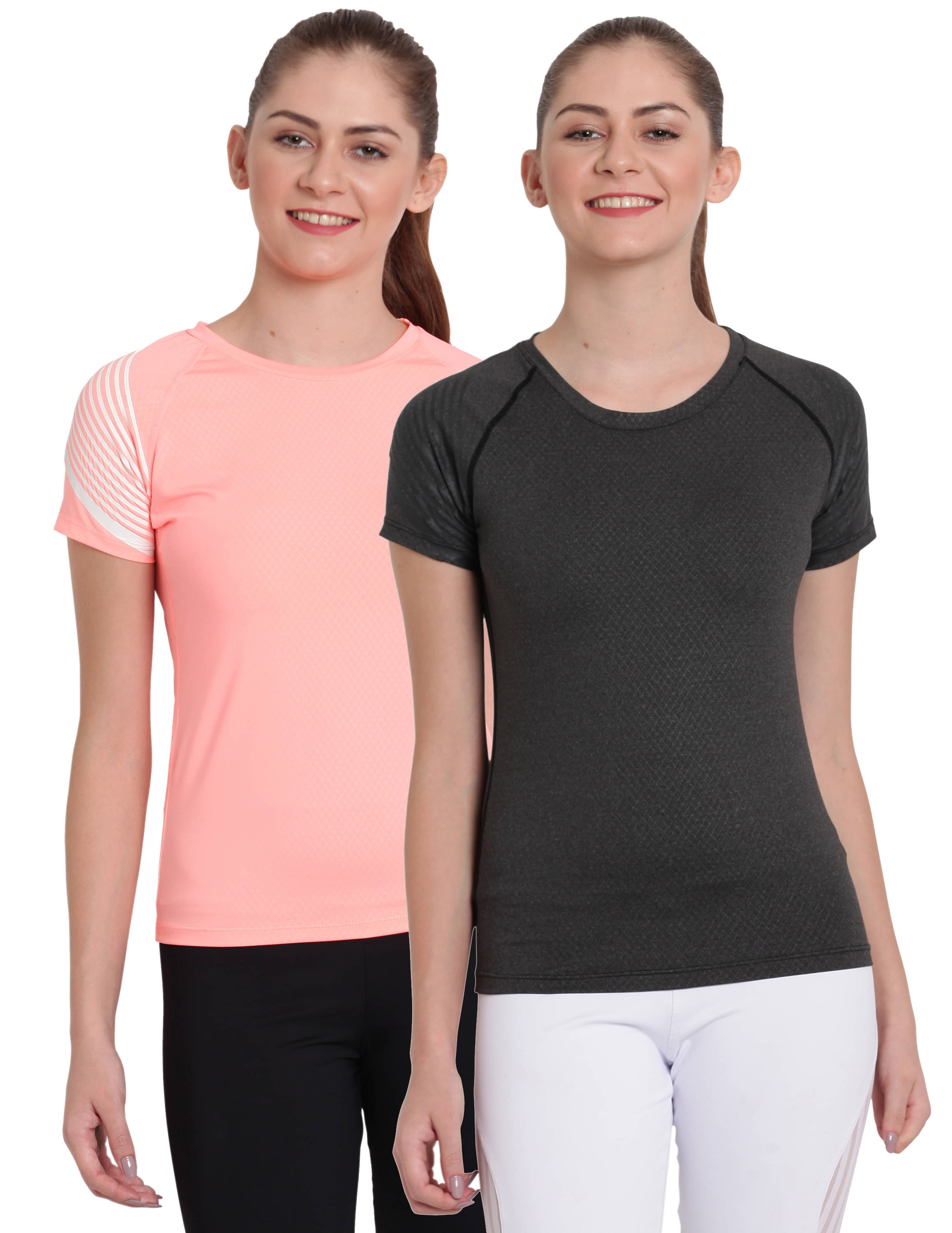     			Elina Grey,Orange Poly Spandex Tees