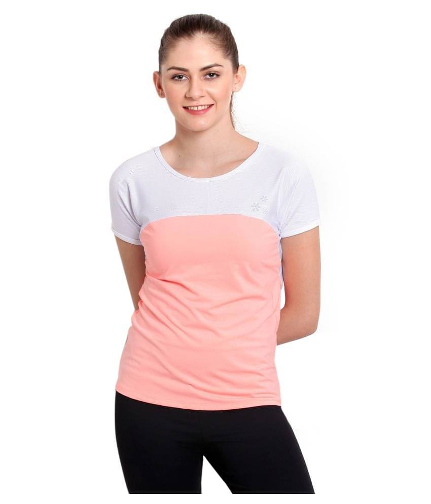     			Elina Orange Poly Spandex Tees