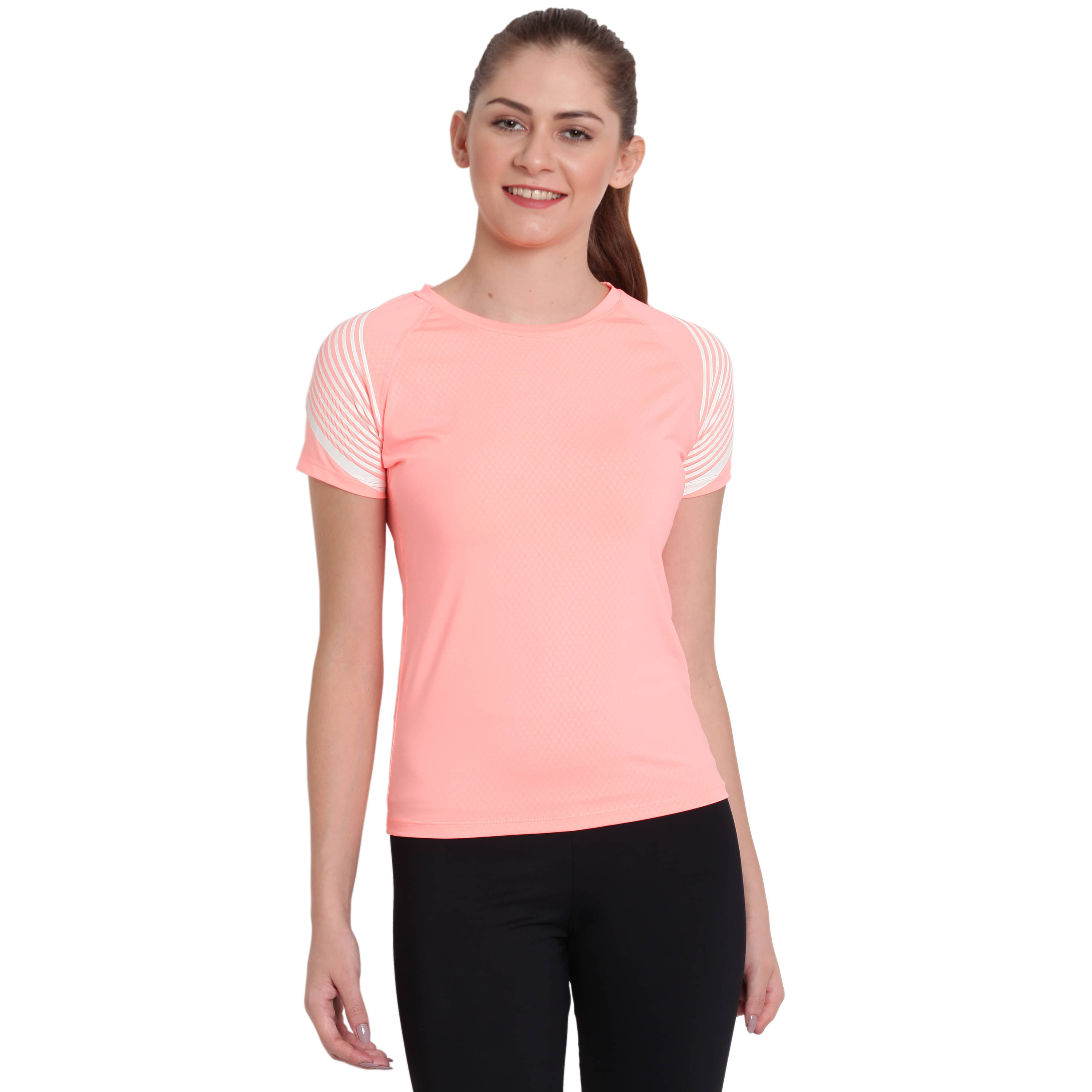     			Elina Orange Poly Spandex Tees