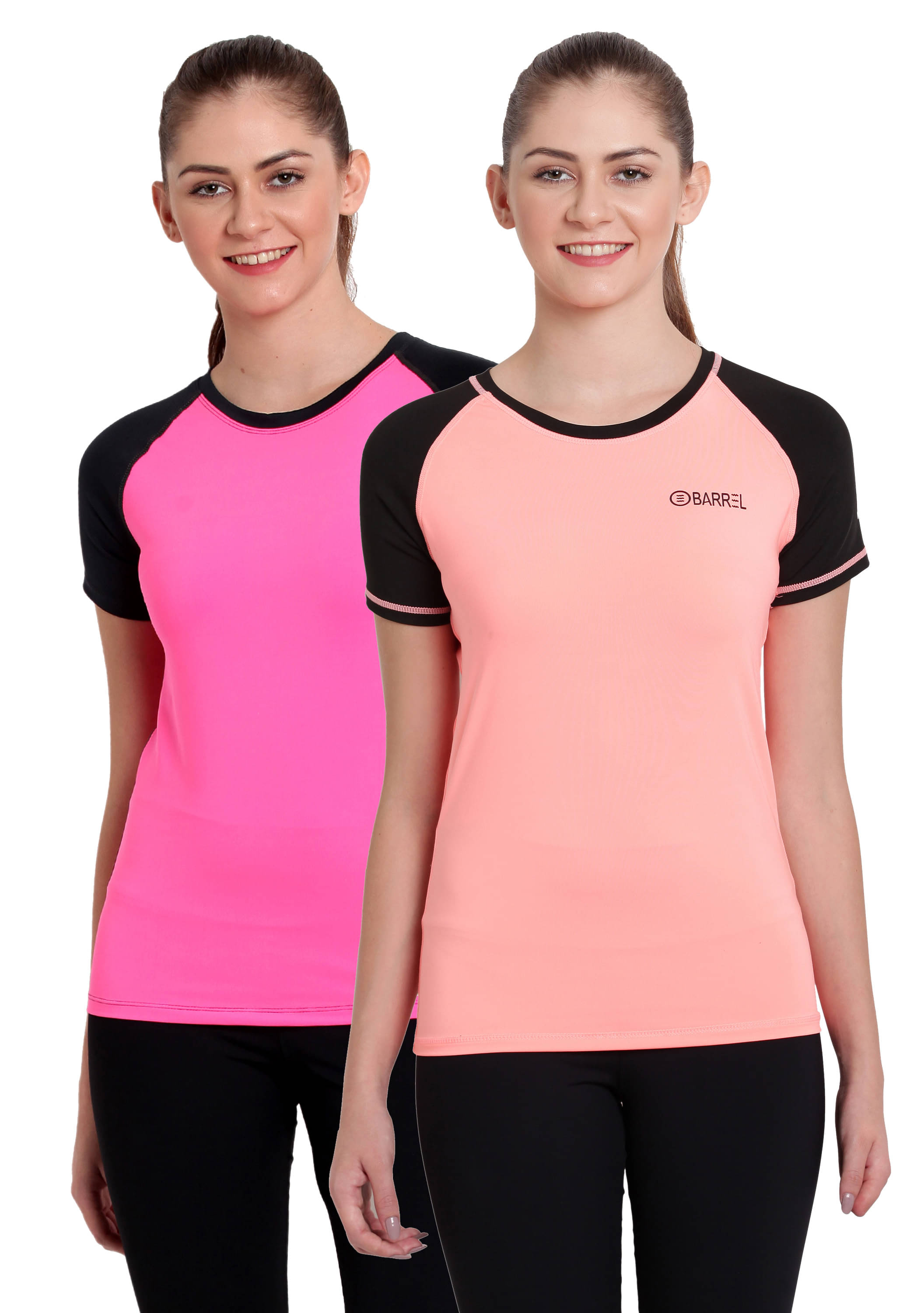    			Elina Peach,Pink Poly Spandex Tees