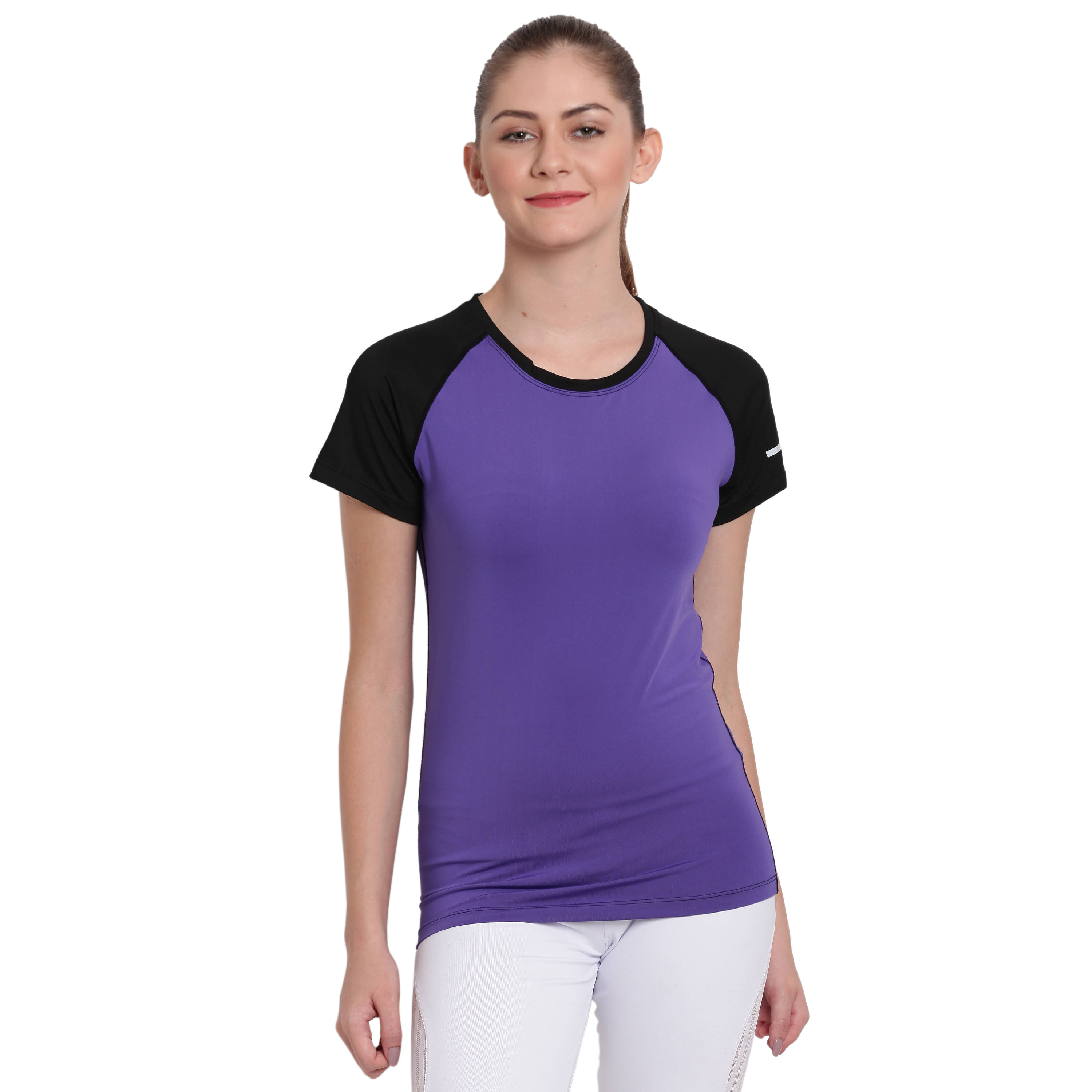     			Elina Purple Poly Spandex Tees