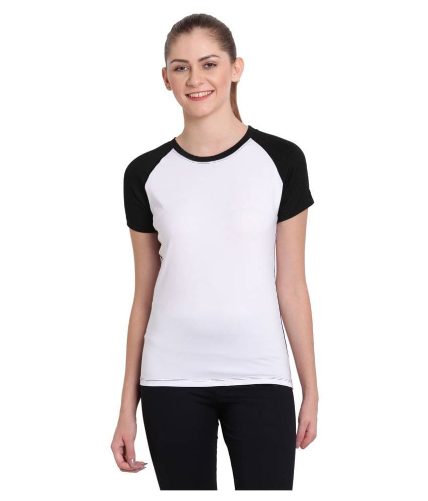     			Elina White Poly Spandex Tees