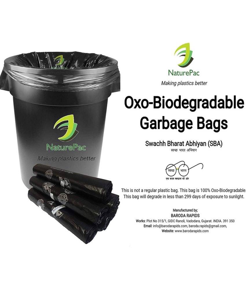 Naturepac Garbage Bags Biodegradable Premium Black Medium Size 48 Cm X 56 Cm / 19x22 Inches, (90 Bags) Naturepac Garbage Bags Biodegradable Premium Black Medium Size 48 Cm X 56 Cm / 19x22 Inches, (90 Bags)