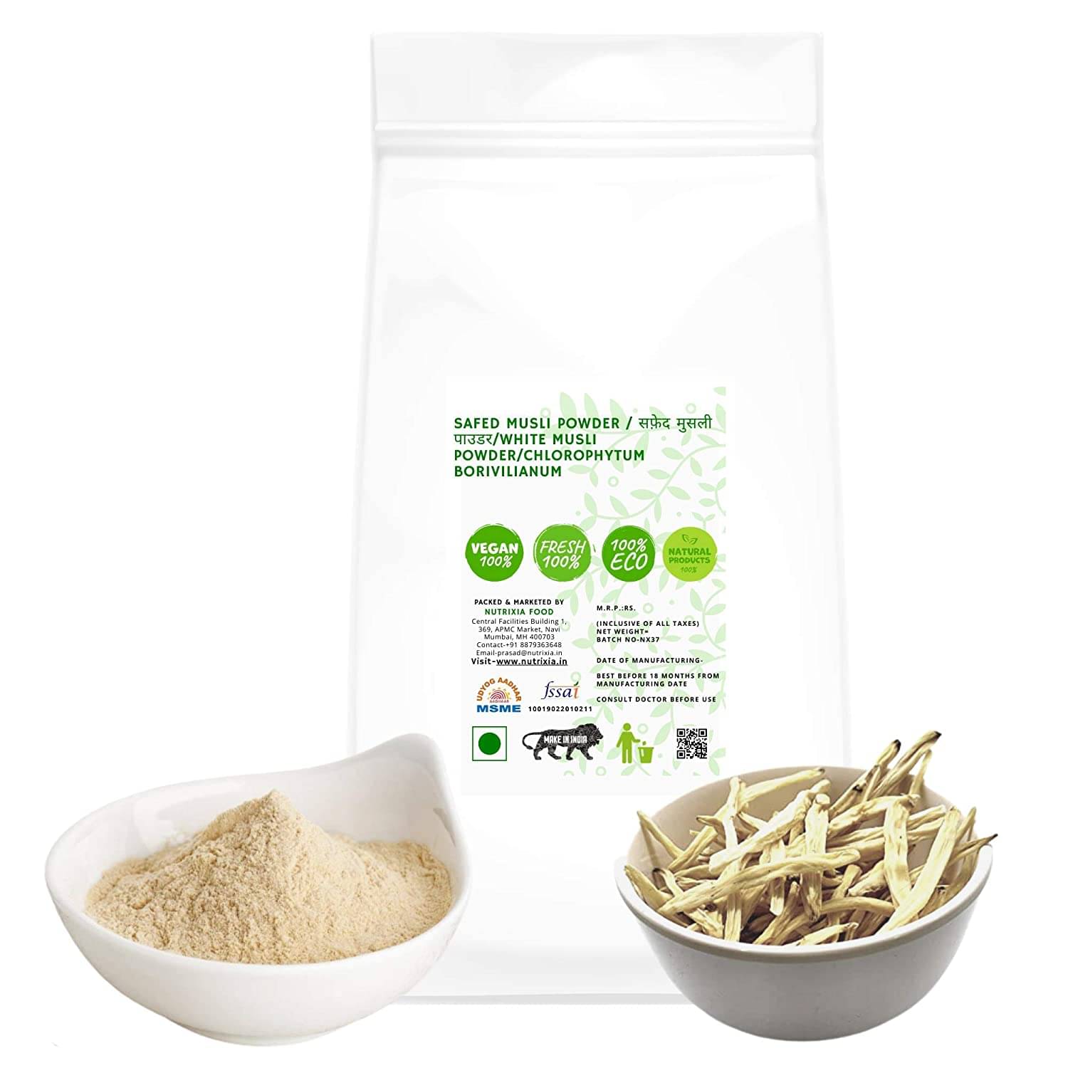 Nutrixia Food Safed Musli Powder -White Musli Powder Powder 50 Gm Pack of 1 Nutrixia Food Safed Musli Powder -White Musli Powder Powder 50 Gm Pack of 1