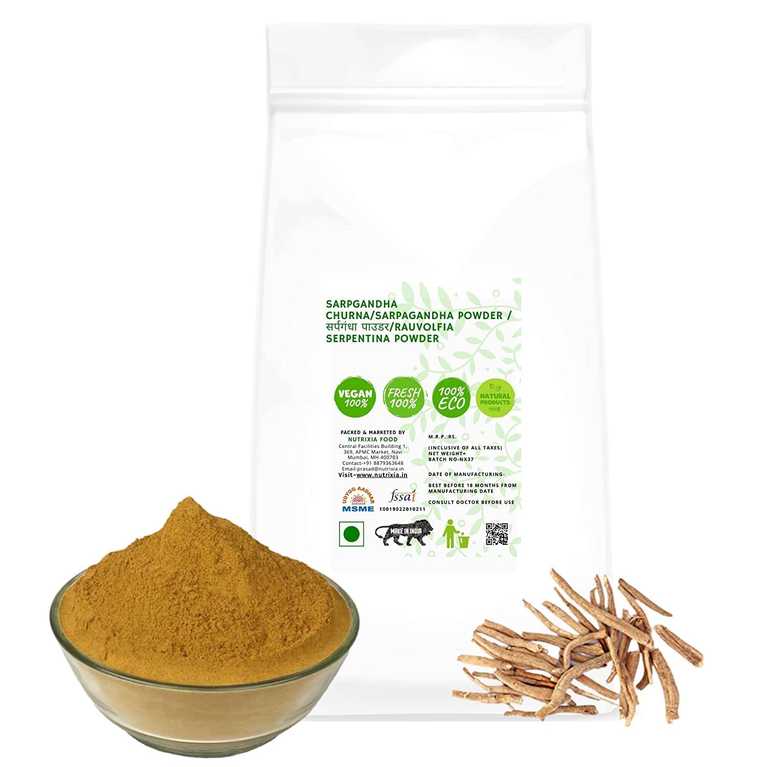     			Nutrixia Food Sarpgandha Churna/Sarpagandha Powder Powder 500 Gm Pack of 1