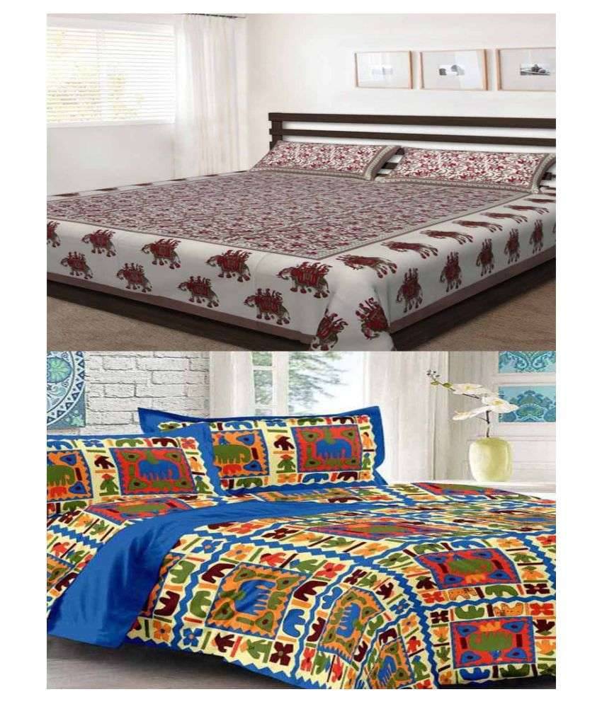 Uniqchoice Cotton 2 Double Bedsheets with 4 Pillow Covers ( 240 cm x 215 cm ) Uniqchoice Cotton 2 Double Bedsheets with 4 Pillow Covers ( 240 cm x 215 cm )